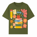 Back to School Art Print - Colorful Books, Apple, Pencils, Flowers, A+ Note - Classroom Decor, Study Zone, Education Gift - T-shirt 1758093363263.jpg