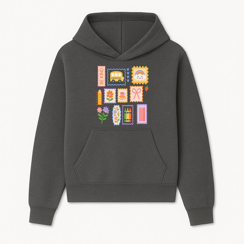 Colorful School-Themed Stickers Set - Be Kind, Cute Bus, Flowers, Crayons, and More for Kids' Crafts, Scrapbooking, and Journaling. - Hoodie 1758093363316.jpg