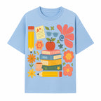 Back to School Art Print - Colorful Books, Apple, Pencils, Flowers, A+ Note - Classroom Decor, Study Zone, Education Gift - T-shirt 1758093363537.jpg