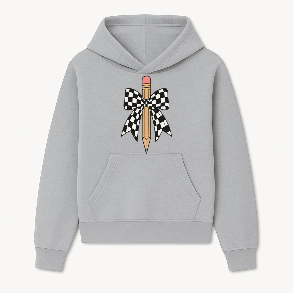 Checkered Bow and Pencil Wall Art Decor - Back to School Classroom Decoration, Cute Student Gift, Teacher Appreciation - Hoodie 1758093363636.jpg