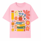 Back to School Art Print - Colorful Books, Apple, Pencils, Flowers, A+ Note - Classroom Decor, Study Zone, Education Gift - T-shirt 1758093363707.jpg