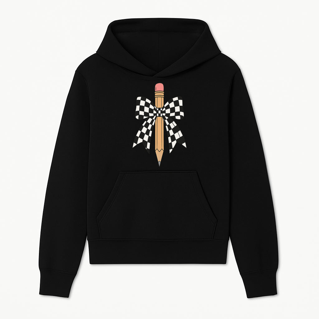 Checkered Bow and Pencil Wall Art Decor - Back to School Classroom Decoration, Cute Student Gift, Teacher Appreciation - Hoodie 1758093363837.jpg
