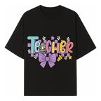 Colorful Teacher Design with Bow and Pencil - Cute Classroom Decor, Teacher Gifts, Back to School Supplies, Creative Educational Art - T-shirt 1758093363917.jpg