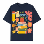 Back to School Art Print - Colorful Books, Apple, Pencils, Flowers, A+ Note - Classroom Decor, Study Zone, Education Gift - T-shirt 1758093364029.jpg