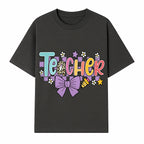 Colorful Teacher Design with Bow and Pencil - Cute Classroom Decor, Teacher Gifts, Back to School Supplies, Creative Educational Art - T-shirt 1758093364065.jpg