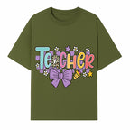 Colorful Teacher Design with Bow and Pencil - Cute Classroom Decor, Teacher Gifts, Back to School Supplies, Creative Educational Art - T-shirt 1758093364243.jpg