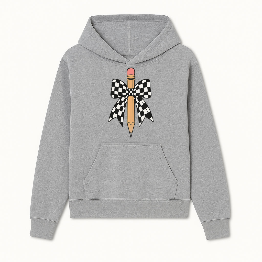 Checkered Bow and Pencil Wall Art Decor - Back to School Classroom Decoration, Cute Student Gift, Teacher Appreciation - Hoodie 1758093364384.jpg
