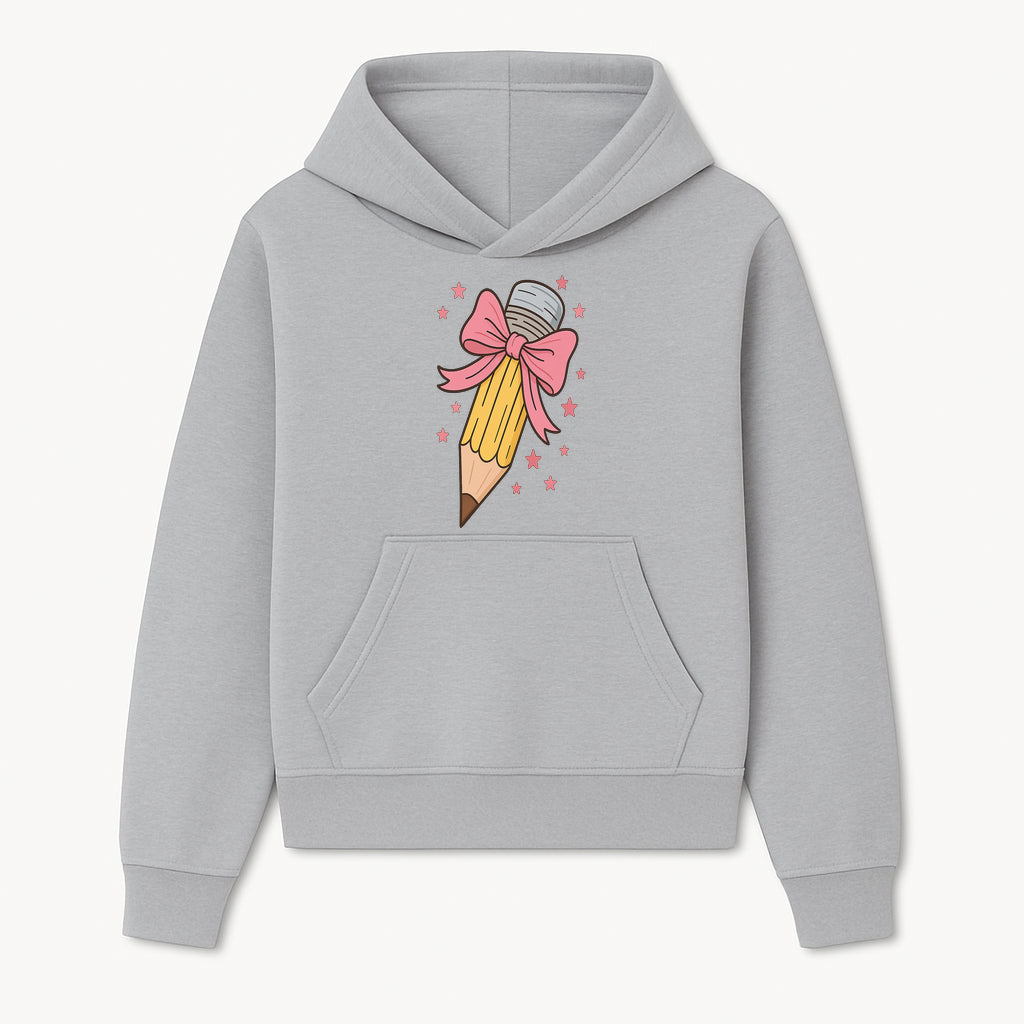 Cute Pencil with Pink Bow and Stars - Kawaii Art Print, Stationery Decor, Classroom Wall Art, Gift for Students or Teachers - Hoodie 1758093364509.jpg