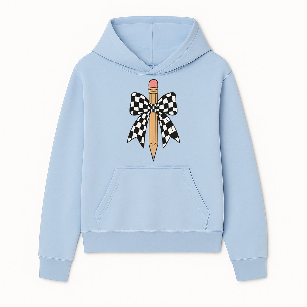 Checkered Bow and Pencil Wall Art Decor - Back to School Classroom Decoration, Cute Student Gift, Teacher Appreciation - Hoodie 1758093364539.jpg