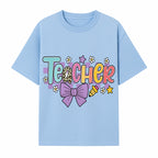 Colorful Teacher Design with Bow and Pencil - Cute Classroom Decor, Teacher Gifts, Back to School Supplies, Creative Educational Art - T-shirt 1758093364548.jpg