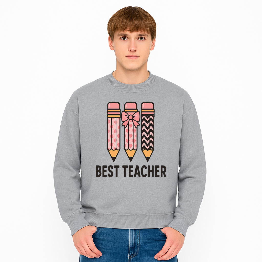 Best Teacher Pencil Design Tee - Cute Teacher Gift, Education Apparel, School Appreciation, Creative Classroom Style - Sweatshirt 1758093364556.jpg