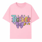 Colorful Teacher Design with Bow and Pencil - Cute Classroom Decor, Teacher Gifts, Back to School Supplies, Creative Educational Art - T-shirt 1758093364688.jpg