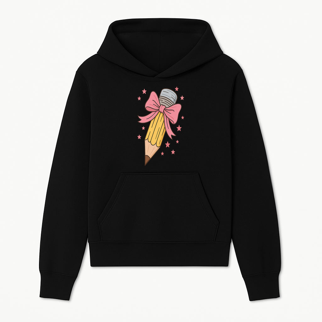Cute Pencil with Pink Bow and Stars - Kawaii Art Print, Stationery Decor, Classroom Wall Art, Gift for Students or Teachers - Hoodie 1758093364703.jpg