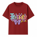 Colorful Teacher Design with Bow and Pencil - Cute Classroom Decor, Teacher Gifts, Back to School Supplies, Creative Educational Art - T-shirt 1758093364816.jpg
