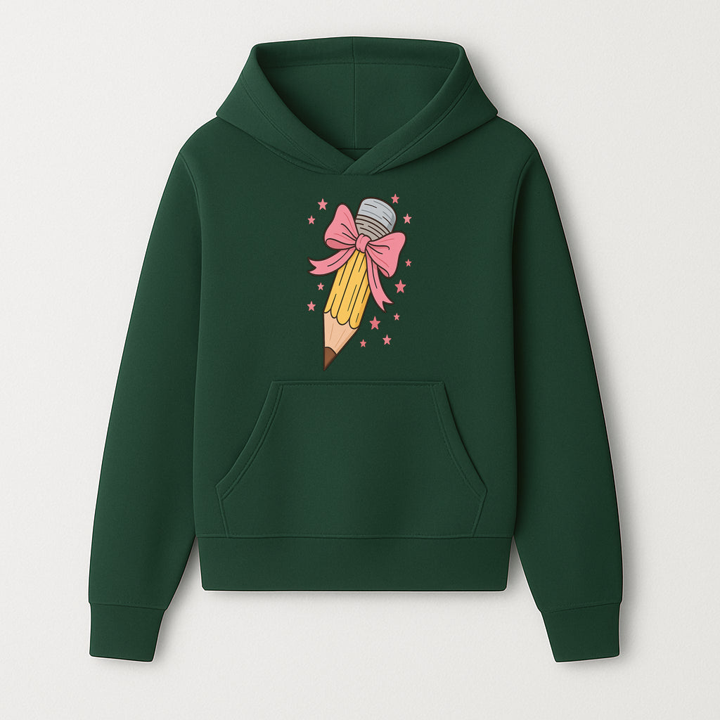 Cute Pencil with Pink Bow and Stars - Kawaii Art Print, Stationery Decor, Classroom Wall Art, Gift for Students or Teachers - Hoodie 1758093365036.jpg