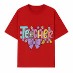 Colorful Teacher Design with Bow and Pencil - Cute Classroom Decor, Teacher Gifts, Back to School Supplies, Creative Educational Art - T-shirt 1758093365149.jpg