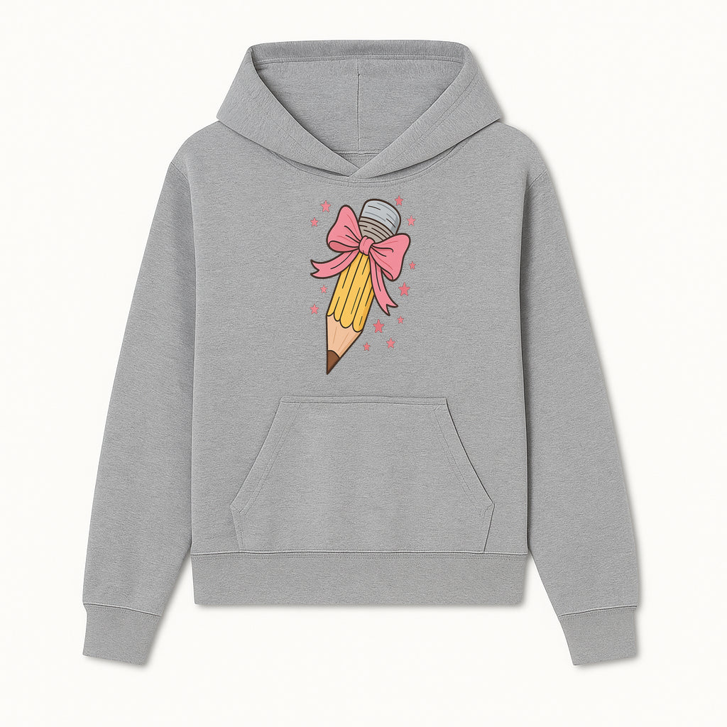 Cute Pencil with Pink Bow and Stars - Kawaii Art Print, Stationery Decor, Classroom Wall Art, Gift for Students or Teachers - Hoodie 1758093365197.jpg