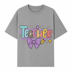 Colorful Teacher Design with Bow and Pencil - Cute Classroom Decor, Teacher Gifts, Back to School Supplies, Creative Educational Art - T-shirt 1758093365297.jpg