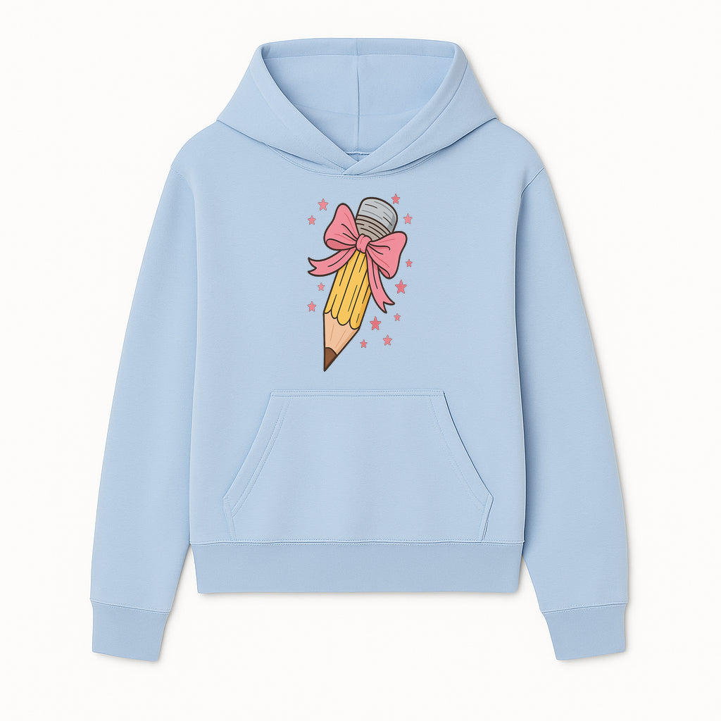 Cute Pencil with Pink Bow and Stars - Kawaii Art Print, Stationery Decor, Classroom Wall Art, Gift for Students or Teachers - Hoodie 1758093365383.jpg