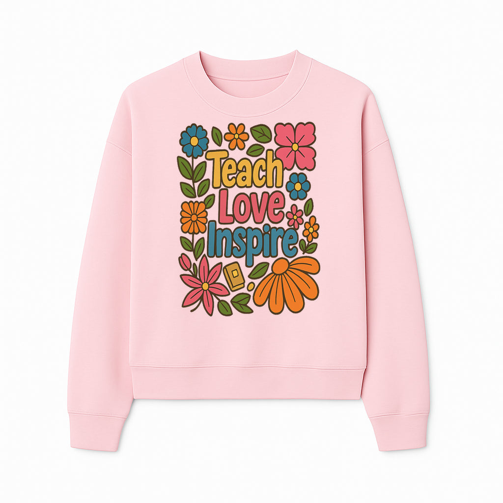 Teach Love Inspire Floral Art Print - Motivational Classroom Decor, Teacher Gift, Colorful Wall Art for Education - Sweatshirt 1758093365459.jpg