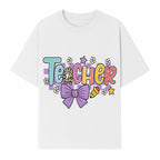 Colorful Teacher Design with Bow and Pencil - Cute Classroom Decor, Teacher Gifts, Back to School Supplies, Creative Educational Art - T-shirt 1758093365480.jpg