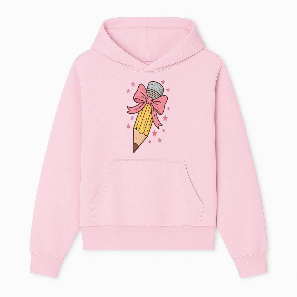 Cute Pencil with Pink Bow and Stars - Kawaii Art Print, Stationery Decor, Classroom Wall Art, Gift for Students or Teachers - Hoodie 1758093365553.jpg
