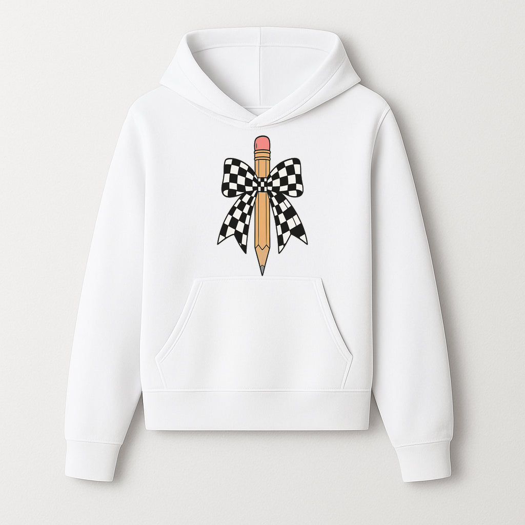 Checkered Bow and Pencil Wall Art Decor - Back to School Classroom Decoration, Cute Student Gift, Teacher Appreciation - Hoodie 1758093365649.jpg