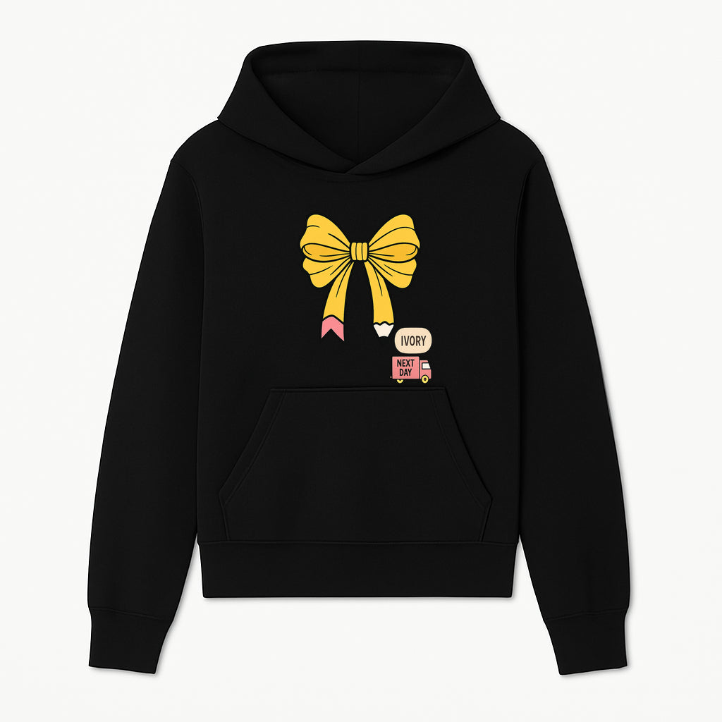 Yellow Pencil Bow Decor Cute Stationery Gift, Art Supplies, Kids School Accessories, Next Day Shipping, Ivory Color Theme - Hoodie 1758093365801.jpg