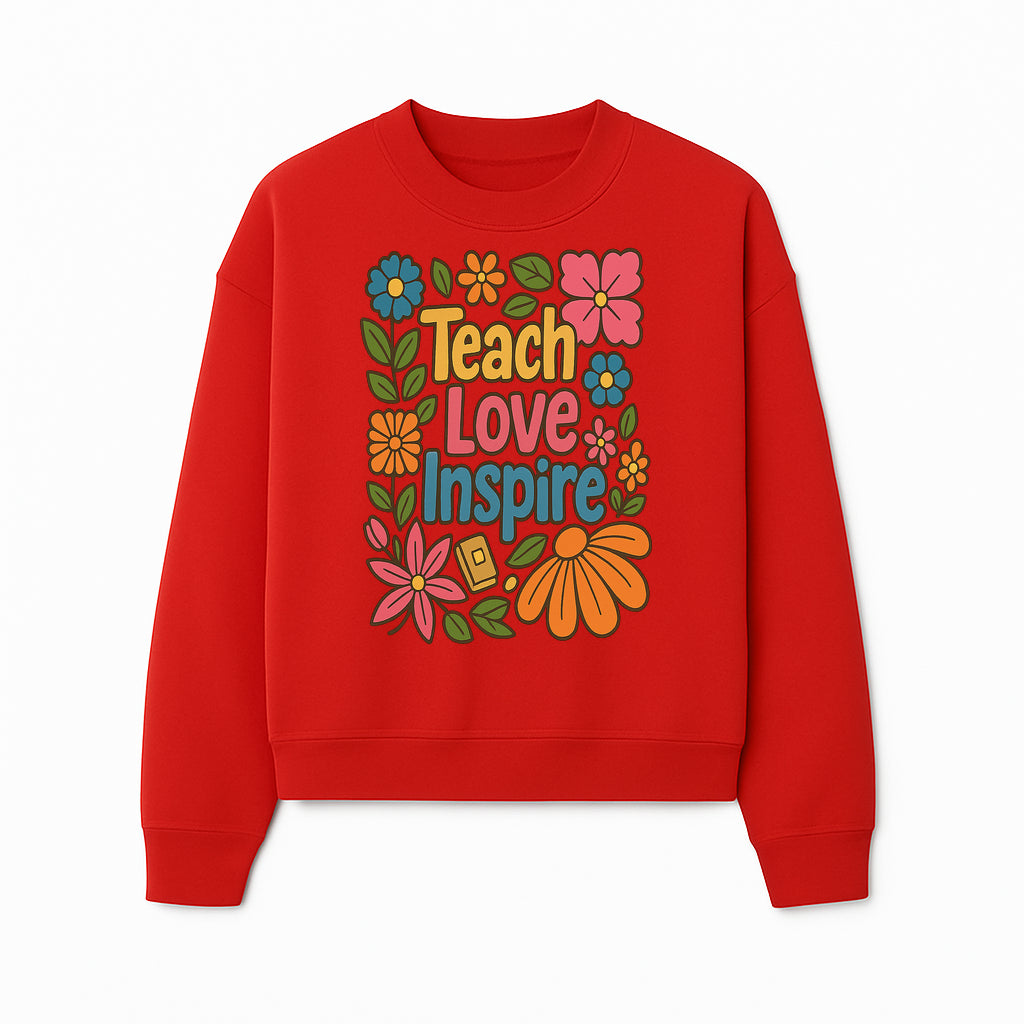 Teach Love Inspire Floral Art Print - Motivational Classroom Decor, Teacher Gift, Colorful Wall Art for Education - Sweatshirt 1758093366010.jpg