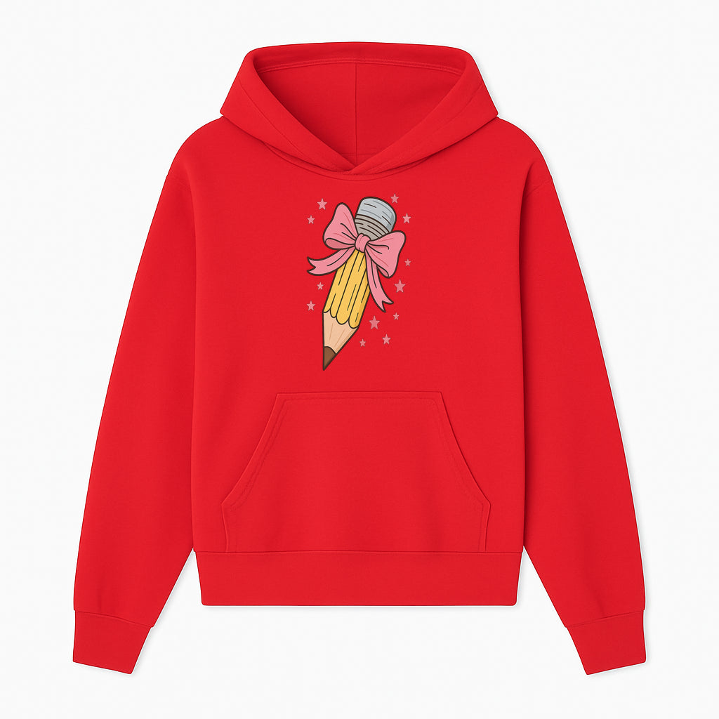 Cute Pencil with Pink Bow and Stars - Kawaii Art Print, Stationery Decor, Classroom Wall Art, Gift for Students or Teachers - Hoodie 1758093366112.jpg