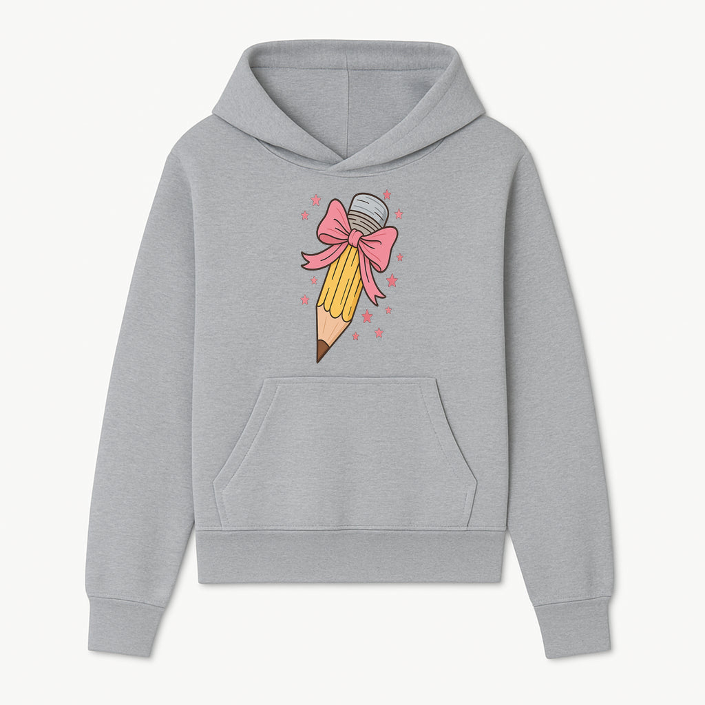 Cute Pencil with Pink Bow and Stars - Kawaii Art Print, Stationery Decor, Classroom Wall Art, Gift for Students or Teachers - Hoodie 1758093366284.jpg