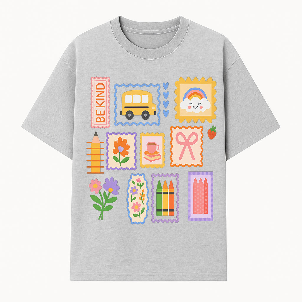 Colorful School-Themed Stickers Set - Be Kind, Cute Bus, Flowers, Crayons, and More for Kids' Crafts, Scrapbooking, and Journaling. - T-shirt 1758093366382.jpg