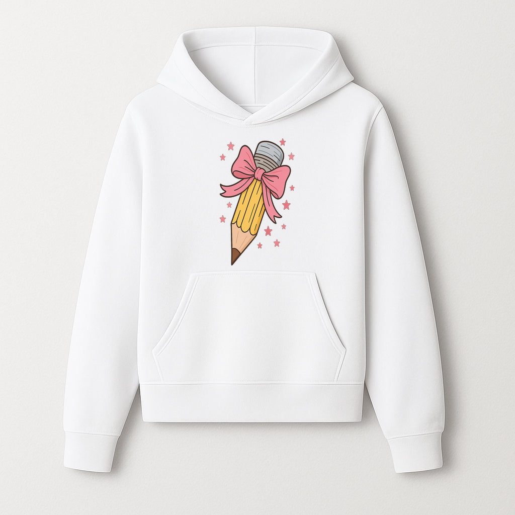 Cute Pencil with Pink Bow and Stars - Kawaii Art Print, Stationery Decor, Classroom Wall Art, Gift for Students or Teachers - Hoodie 1758093366479.jpg