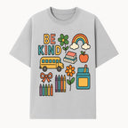 Be Kind Back to School Art Print with Rainbow, Flower, Bus, Crayons, Books, Apple - Classroom Decor for Kids - T-shirt 1758093366881.jpg