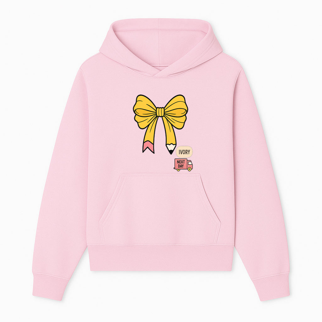 Yellow Pencil Bow Decor Cute Stationery Gift, Art Supplies, Kids School Accessories, Next Day Shipping, Ivory Color Theme - Hoodie 1758093366883.jpg