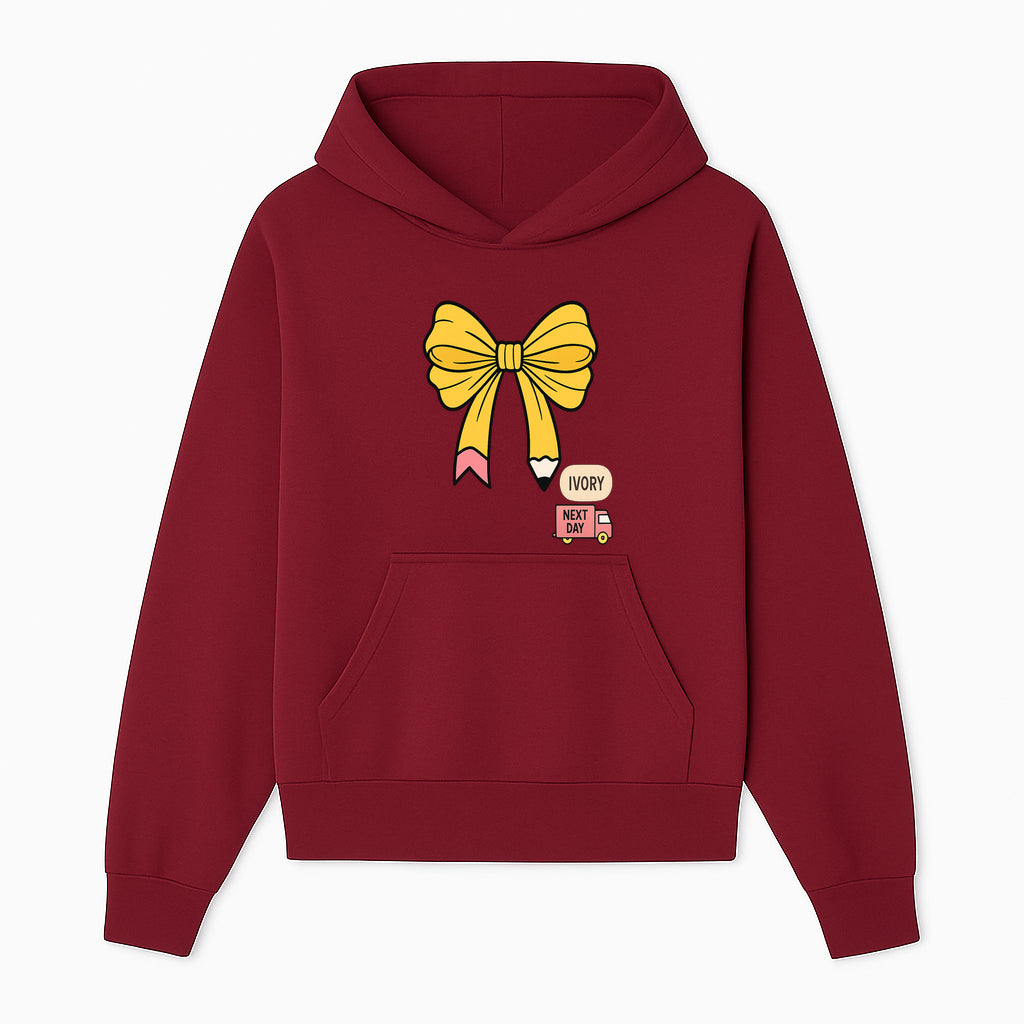 Yellow Pencil Bow Decor Cute Stationery Gift, Art Supplies, Kids School Accessories, Next Day Shipping, Ivory Color Theme - Hoodie 1758093367035.jpg