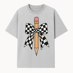 Checkered Bow and Pencil Wall Art Decor - Back to School Classroom Decoration, Cute Student Gift, Teacher Appreciation - T-shirt 1758093367188.jpg