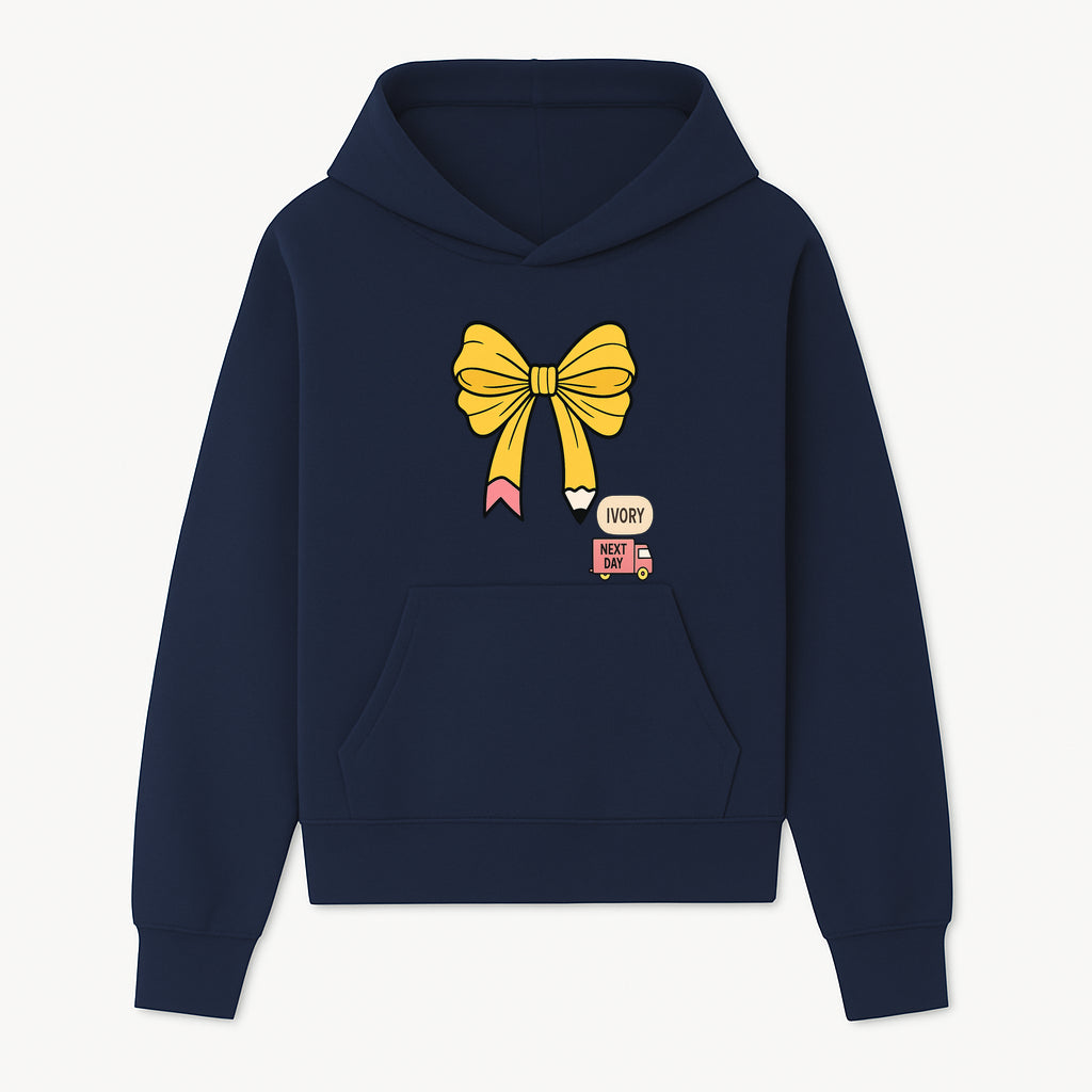 Yellow Pencil Bow Decor Cute Stationery Gift, Art Supplies, Kids School Accessories, Next Day Shipping, Ivory Color Theme - Hoodie 1758093367198.jpg