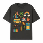 Be Kind Back to School Art Print with Rainbow, Flower, Bus, Crayons, Books, Apple - Classroom Decor for Kids - T-shirt 1758093367259.jpg