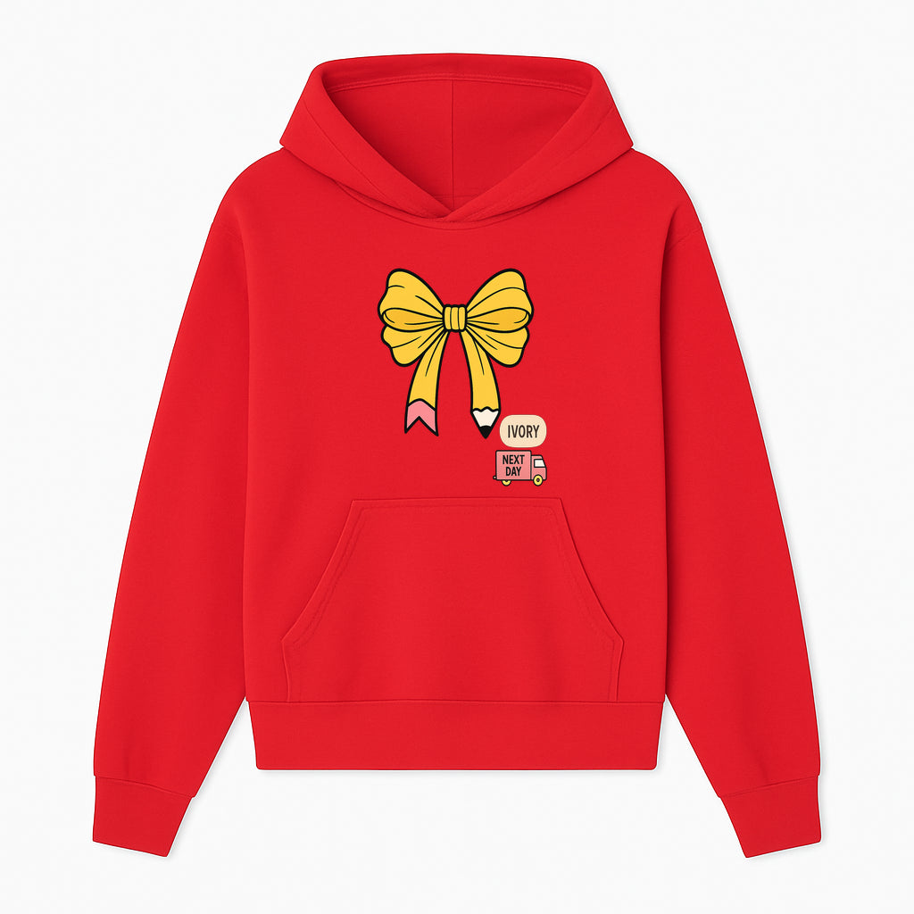Yellow Pencil Bow Decor Cute Stationery Gift, Art Supplies, Kids School Accessories, Next Day Shipping, Ivory Color Theme - Hoodie 1758093367362.jpg