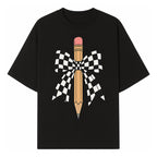 Checkered Bow and Pencil Wall Art Decor - Back to School Classroom Decoration, Cute Student Gift, Teacher Appreciation - T-shirt 1758093367374.jpg