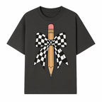 Checkered Bow and Pencil Wall Art Decor - Back to School Classroom Decoration, Cute Student Gift, Teacher Appreciation - T-shirt 1758093367528.jpg