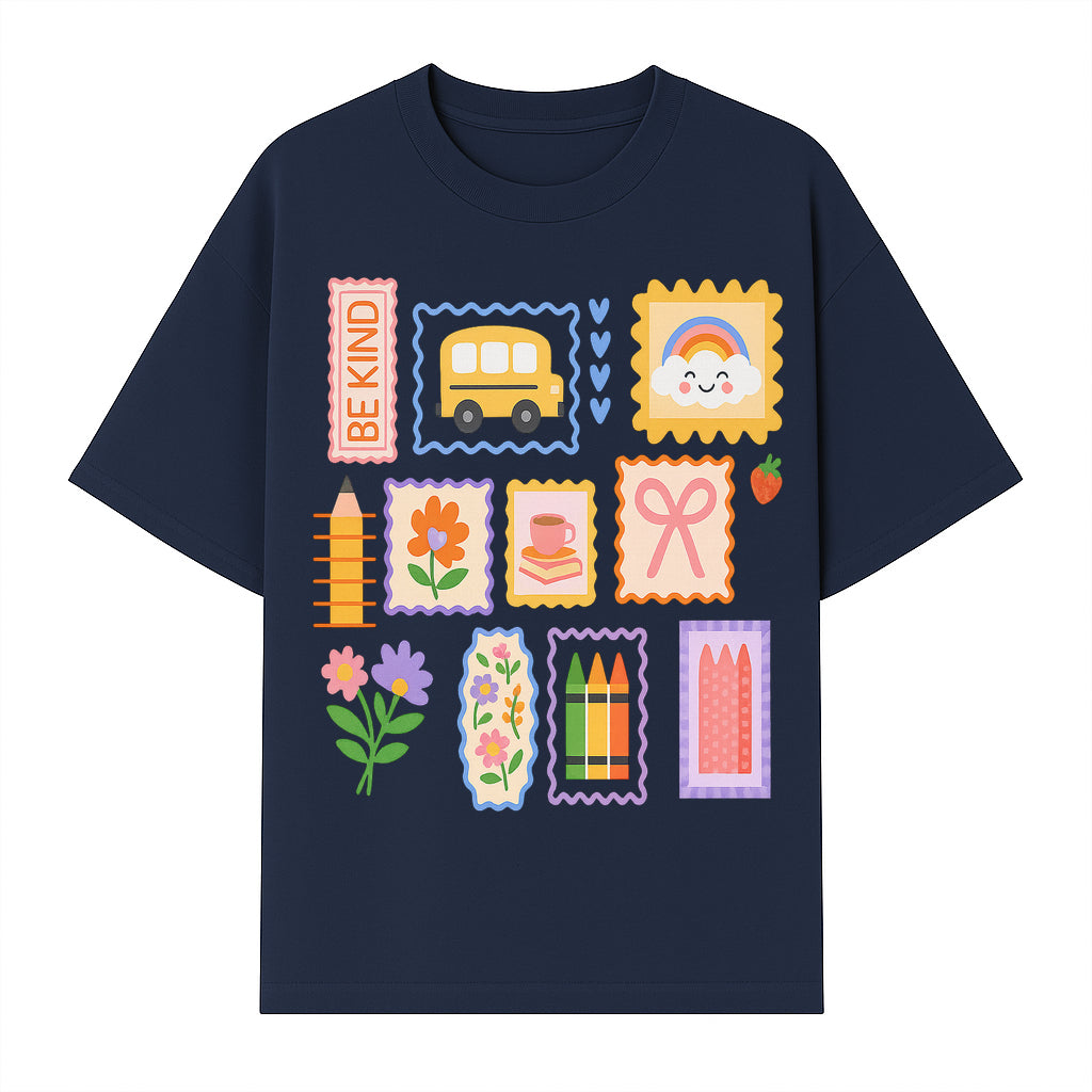 Colorful School-Themed Stickers Set - Be Kind, Cute Bus, Flowers, Crayons, and More for Kids' Crafts, Scrapbooking, and Journaling. - T-shirt 1758093367793.jpg