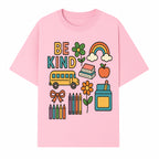 Be Kind Back to School Art Print with Rainbow, Flower, Bus, Crayons, Books, Apple - Classroom Decor for Kids - T-shirt 1758093367975.jpg