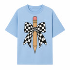 Checkered Bow and Pencil Wall Art Decor - Back to School Classroom Decoration, Cute Student Gift, Teacher Appreciation - T-shirt 1758093368166.jpg
