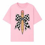 Checkered Bow and Pencil Wall Art Decor - Back to School Classroom Decoration, Cute Student Gift, Teacher Appreciation - T-shirt 1758093368315.jpg