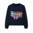 Colorful Teacher Design with Bow and Pencil - Cute Classroom Decor, Teacher Gifts, Back to School Supplies, Creative Educational Art - Sweatshirt 1758093368353.jpg
