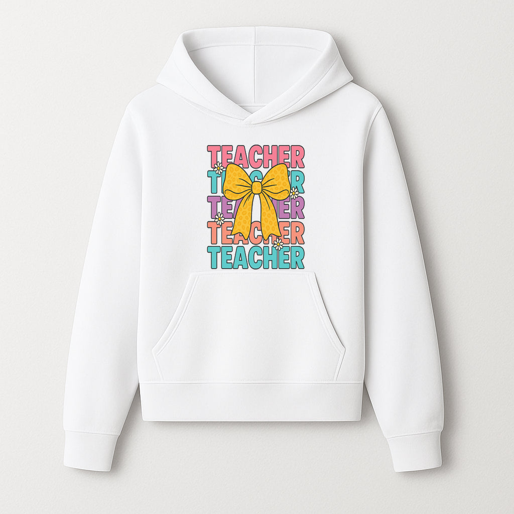 Teacher Appreciation Gift Tee with Cute Yellow Bow and Colorful Text Design - Perfect for Back to School or Holiday Gifts - Hoodie 1758093368572.jpg