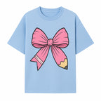 Pink Bow with Pencil Design, Cute Stationery Decor, Gift for Teachers, School Supplies, Arts and Crafts, Kawaii Aesthetic Accessories - T-shirt 1758093368617.jpg