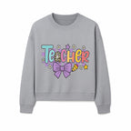 Colorful Teacher Design with Bow and Pencil - Cute Classroom Decor, Teacher Gifts, Back to School Supplies, Creative Educational Art - Sweatshirt 1758093368705.jpg